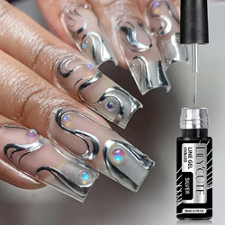 LILYCUTE 5ML Super Bright Metallic Specchio Pittura Liner Gel Smalto per unghie Argento Oro Disegno Gel Semi Permanente Nail Art Varnish
