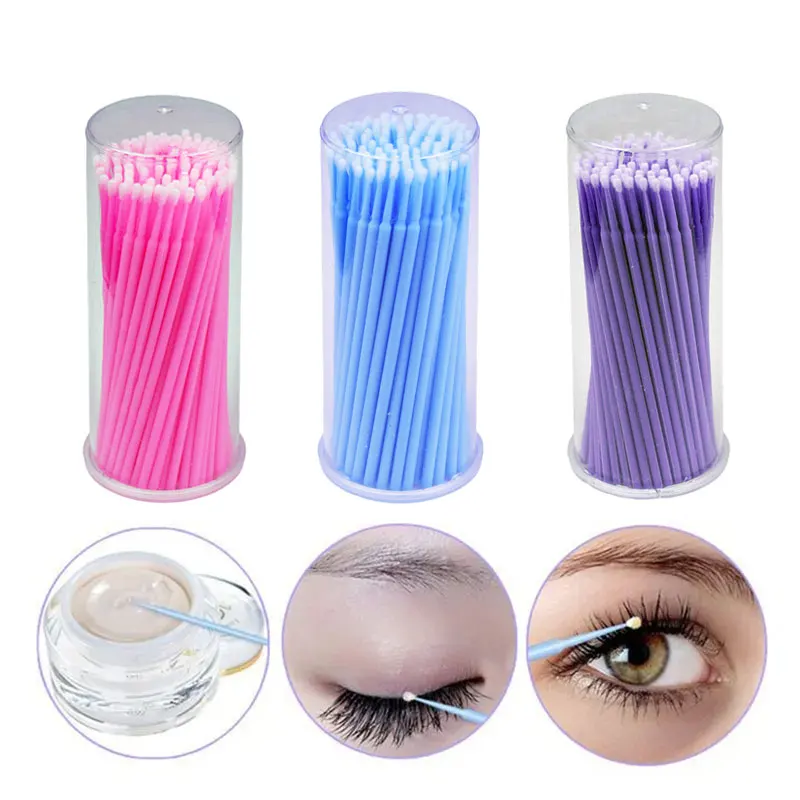 HUAZDS 100PCS/Bottle Eyelash Extension Cleaning Swabs Lash Lift Glue Remover Applicators Microblade Makeup Micro Brushes Tool