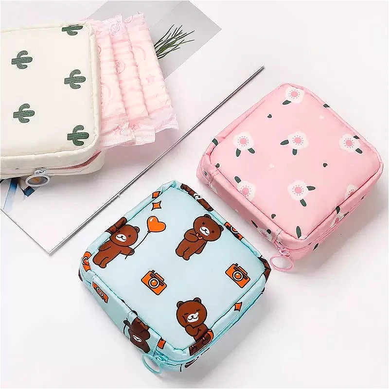Sanitary Napkin Zipper Storage Bag Reusable Tampon Organizer Pouch Portable Sanitary Bags for Feminine Travel Toiletry Organizer