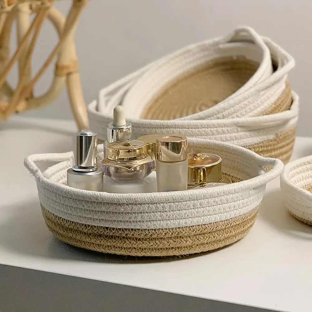 Storage Basket  Modern Desk Bedside Snacks Sundries Key Organizer  Round Sundries Container