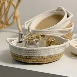 Storage Basket  Modern Desk Bedside Snacks Sundries Key Organizer  Round Sundries Container