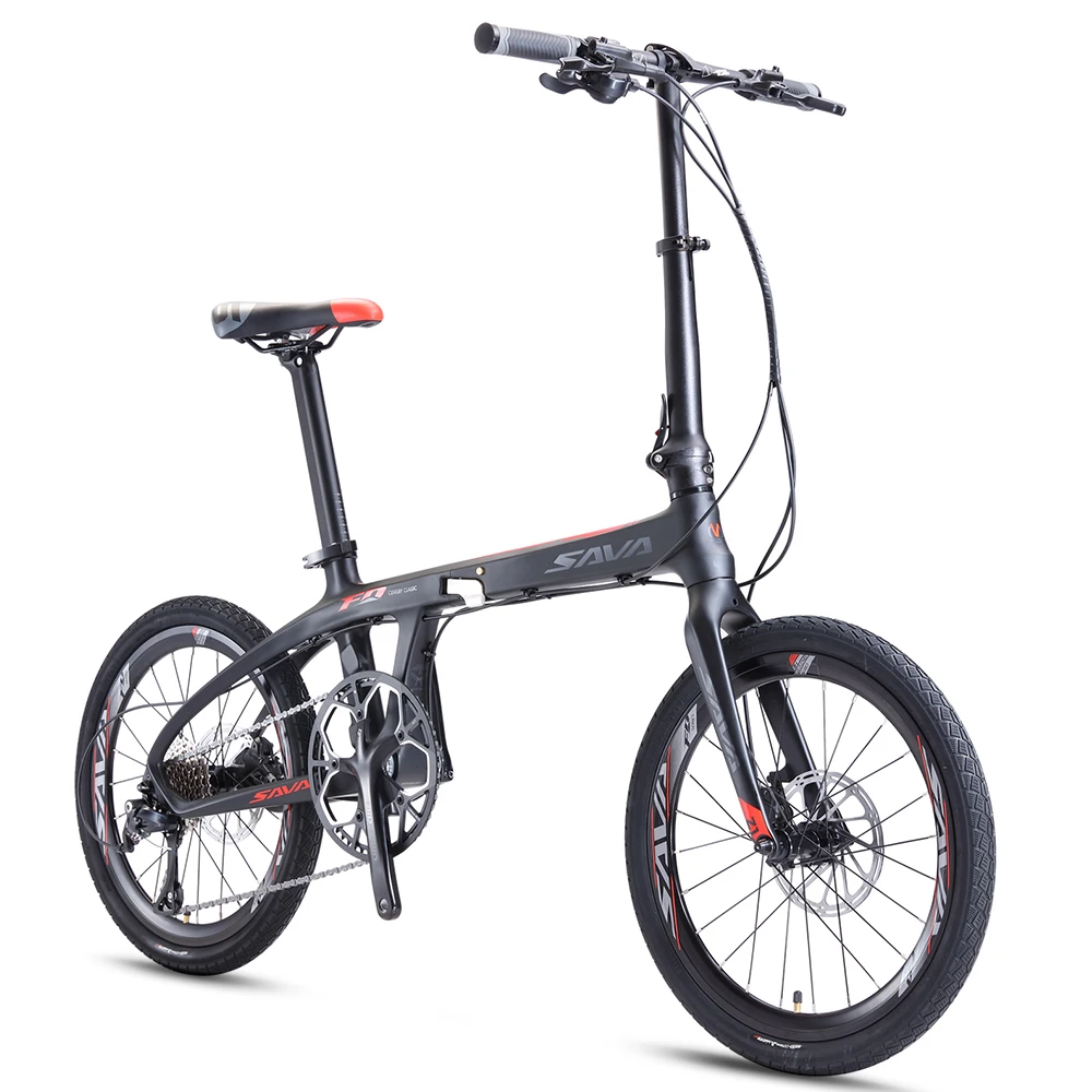 

SAVA Z1 Carbon Fiber Folding Bike 9 Speed Lightweight Folding Bike 20 Inch Tires Outdoor Riding