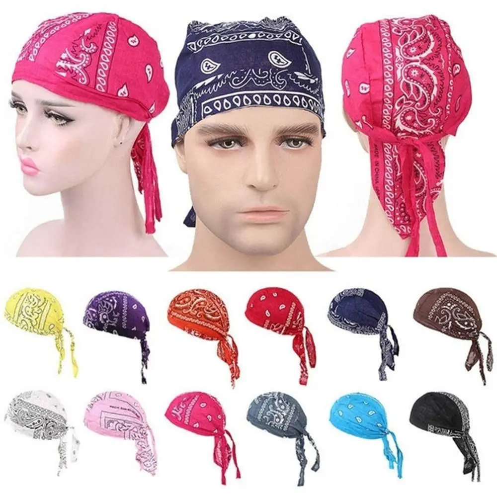 Men Women Quick Dry Cotton Pirate Hat Outdoor Sport Bandana Headscarf Cancer Chemo Cap