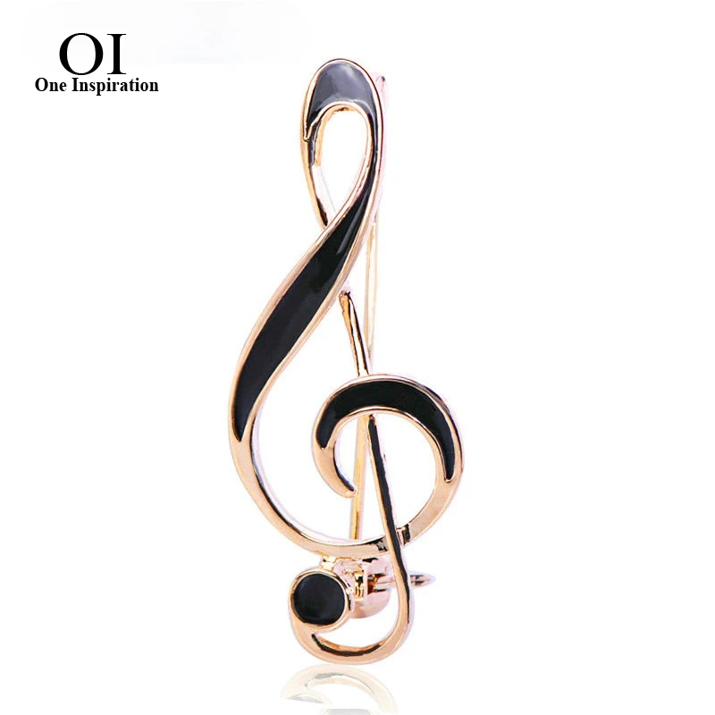 BUCOMEOI Musical Note Brooch Gold Color Enamel Jewelry For Women Clothing Scarf Hat Suit Lapel Pin Music Symbol Badge