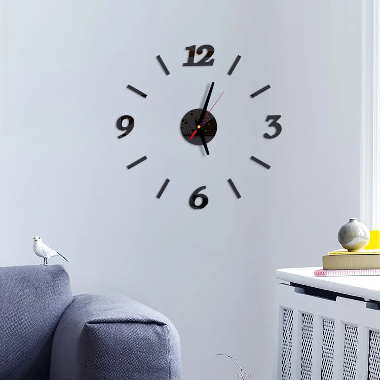 Reloj de pared con números y espejo 3D, pegatinas de aluminio de 40cm, arte moderno para el hogar, Relojes de pared digitales DIY para sala de estar y oficina, pegatina de reloj