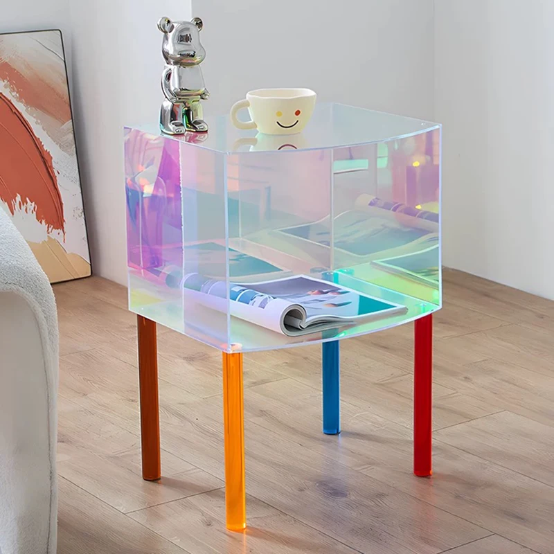 Colorful Acrylic Coffee Table, Living Room Side Table, Bedside Table, Storage Rack, Creative Tea Table, Furniture, Customized