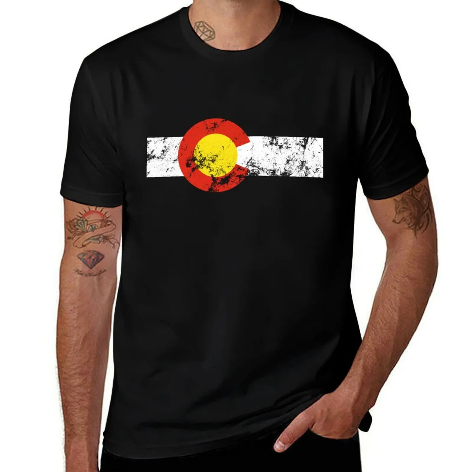 vintage colorado flag T-Shirt Aesthetic clothing anime clothes mens graphic t-shirts big and tall