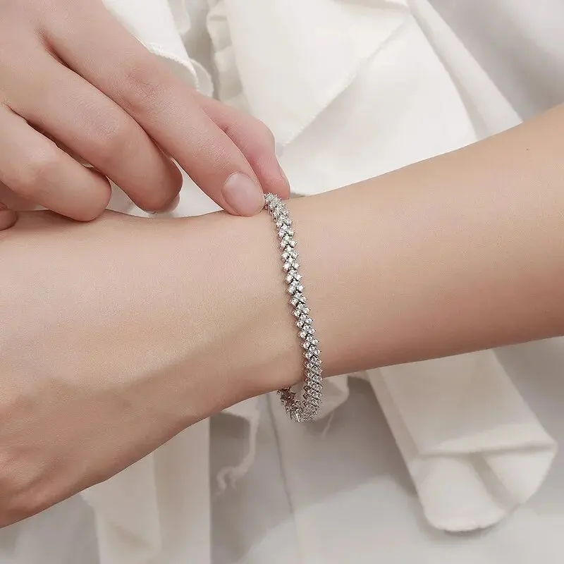 Real Moissanite Tennis Bracelets for Women Men's Hip Hop 925 Sterling Silver Chain Simulated Diamond Jewelry Pulseiras De Prata