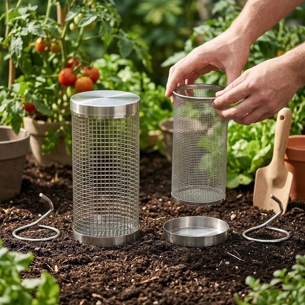 2pcs Composting Stations With Pull Ring Worm Farm For Wiggler Vermicomposting Stainless Steel For Earthworm Composting Bins