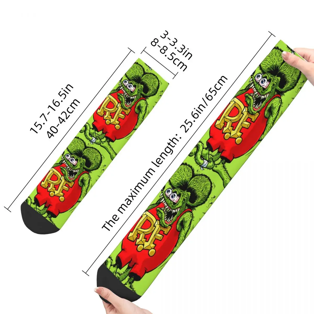 Happy Funny Men\'s compression Socks Green Retro Harajuku Tales of the Rat Fink John Goodman Hip Hop Novelty Pattern Crew Sock