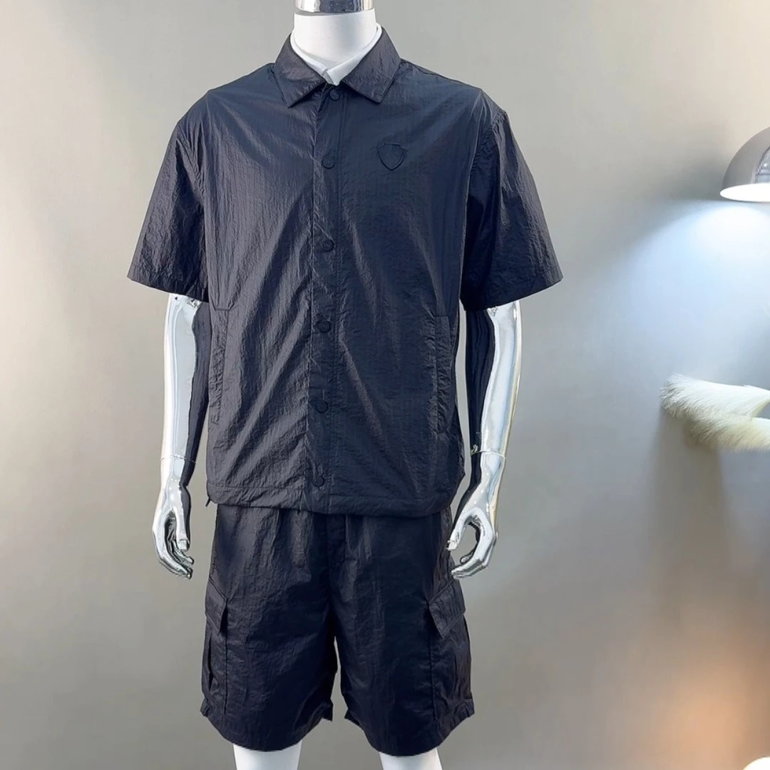 2-Piece Unisex Golf Short Sleeve and Shorts Set 2026 Fall New Korean Style Black Quick-Dry Breathable Polyester Stretch Outdoor