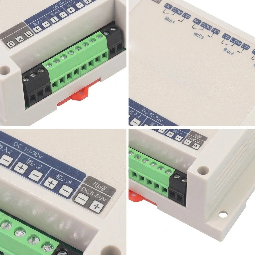 Industrial 4-Channel Relay Module with RS485 Communication Interface DC 8-60V Input for Machinery Agriculture Applications