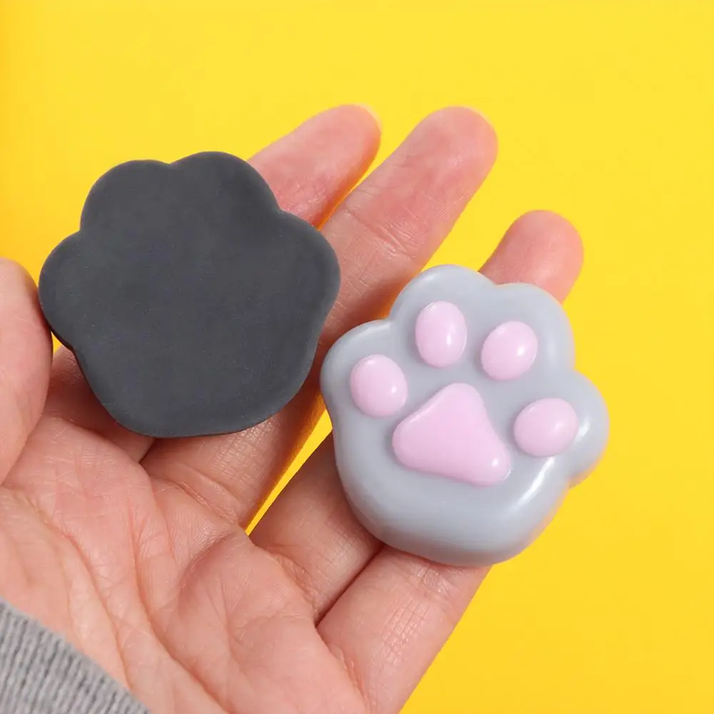 Cute Sensory Toy Mini Cat Paw Squeeze Toy Silicone TPR Cartoon Fidget Toy Fidget Toy 3D Pinch Decompression Toy Kids Tricky Doll