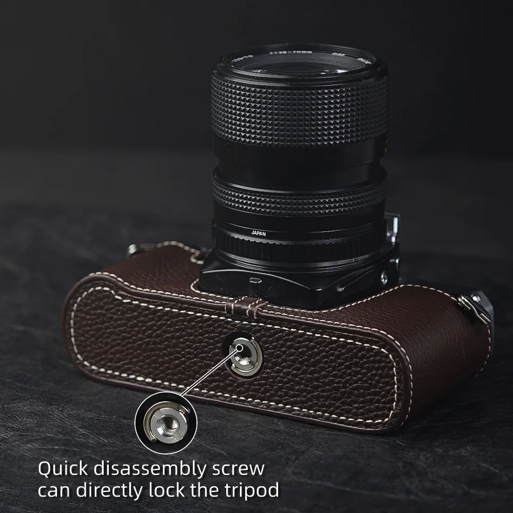Para Minolta X370 funda hecha a mano media funda de cuero para cámara media funda para cámara bolsa de cuero genuino X370 funda con correa para cámara
