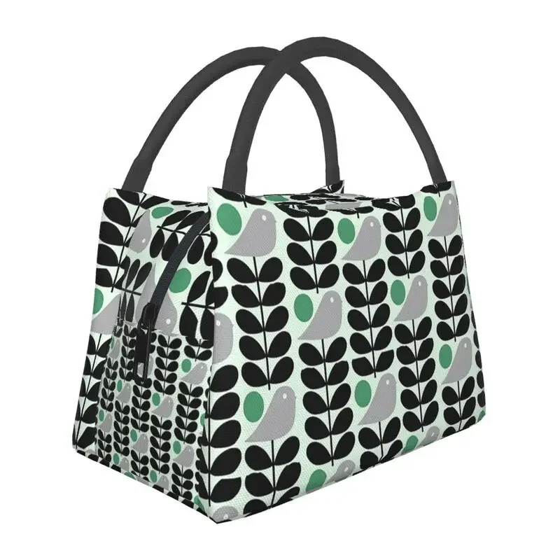 Orla Kiely Birds Thermal Insulated Lunch Bags Women Scandinavian Flowers Lunch Tote for Outdoor Camping Travel Meal Food Box