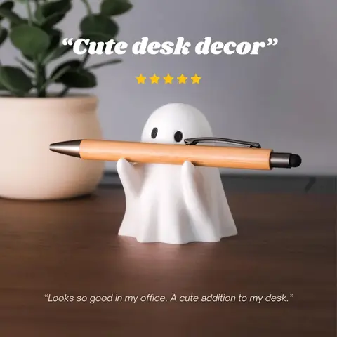 Ghost Pen Holder - Cute  Desktop Organizer for Office & Home, Halloween Decor Creative Gift, Funny Stationery Stand (1PC)
