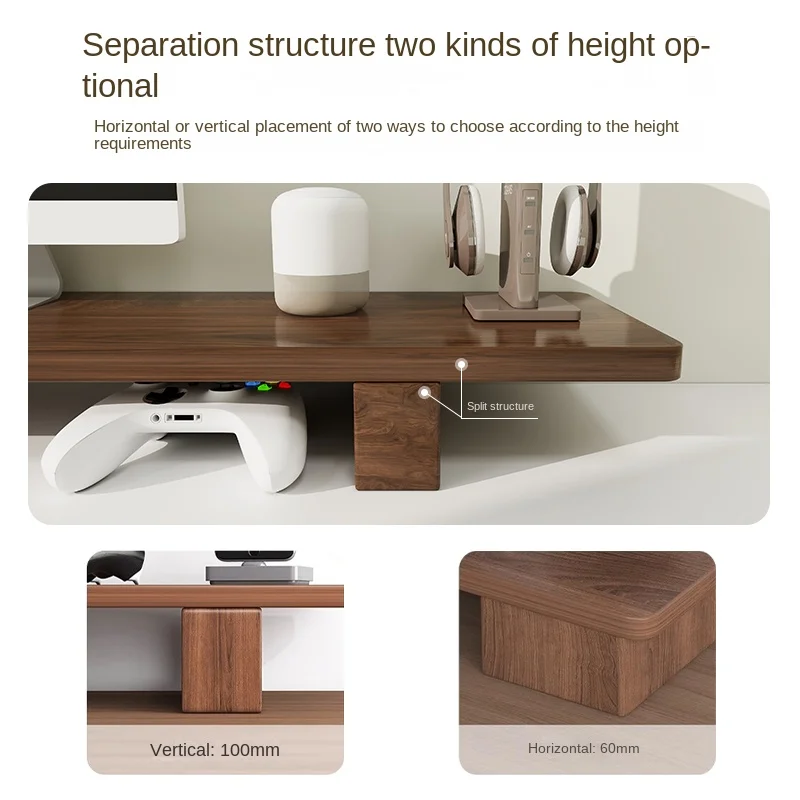 Desktop Display Verhoogde Rek Massief Hout Opslag Rack Kantoor Desktop Computer Scherm Basisbeugel Opbergrek