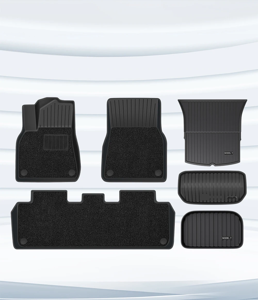 YZ For Tesla Floor Mat Model Y 2021-2026 Model 3 Highland Car Trunk Mat Luggage Mat TPE Waterproof Anti-Slip Set Floor Liner Mat
