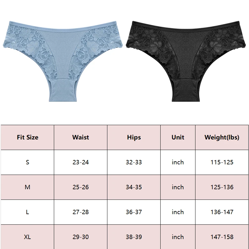 3Pcs Cotton Brazilian Panties Patchwork Lace Underwear for Women Sexy Low Waist Floral G-string Female Striped Thongs Lingerie