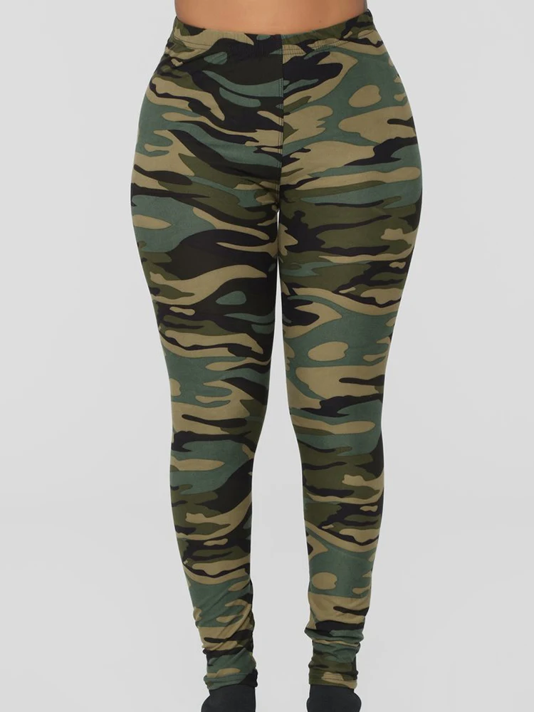 Women Print Tight Workout Fitness Camouflage Pants Push Up Leggings High Waist Trousers Gray Green Gym Clothing Dropshipping