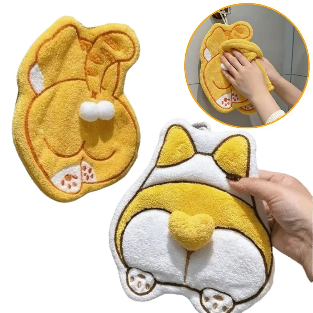 Puppy Cat Egg Hand Towel Strong Water Absorption Coral Fleece Quick Drying Handkerchief Cartoon Soft Thickened Hanging Towel