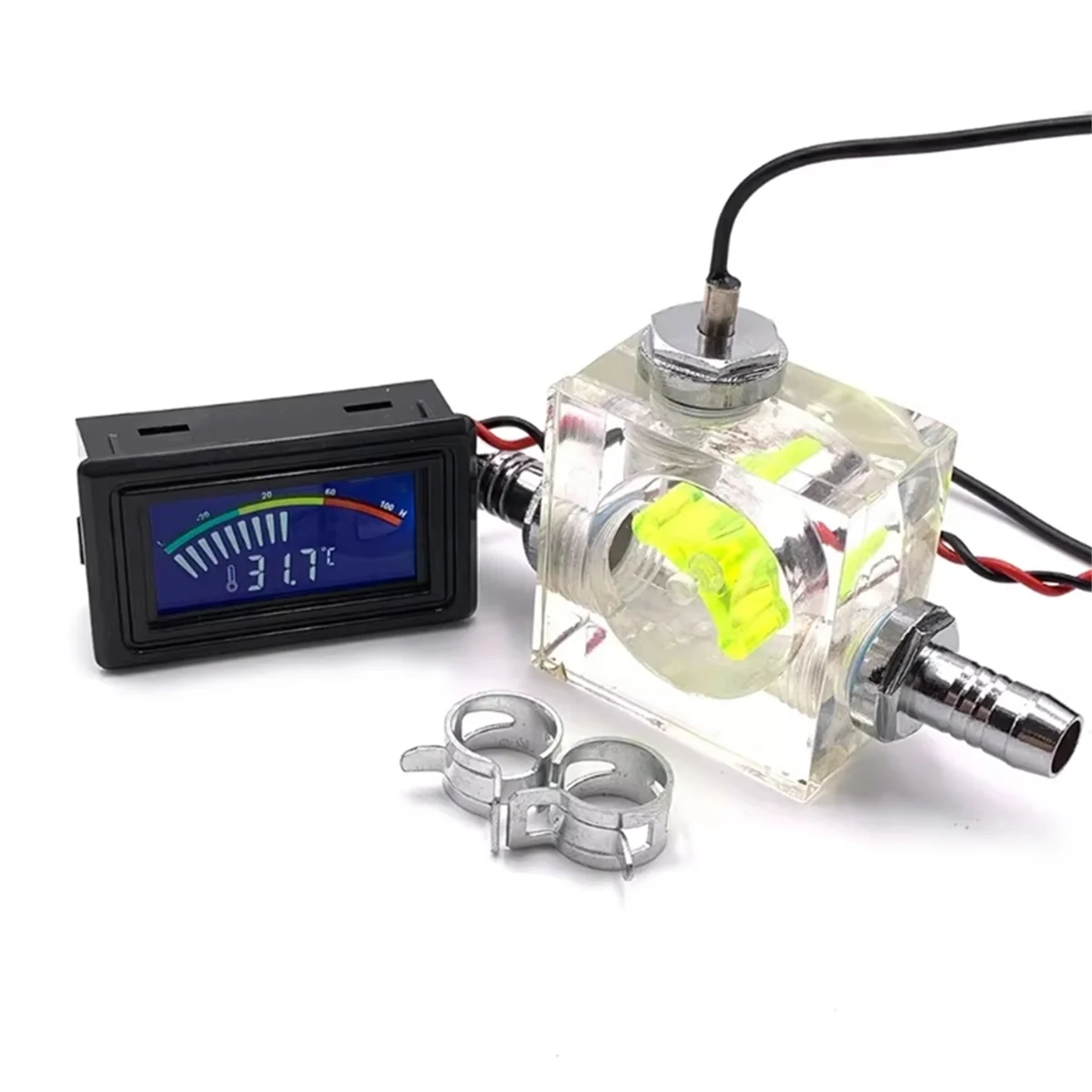 X61A_3-weg flowmeter LED-thermometer, waterkoeling, groen