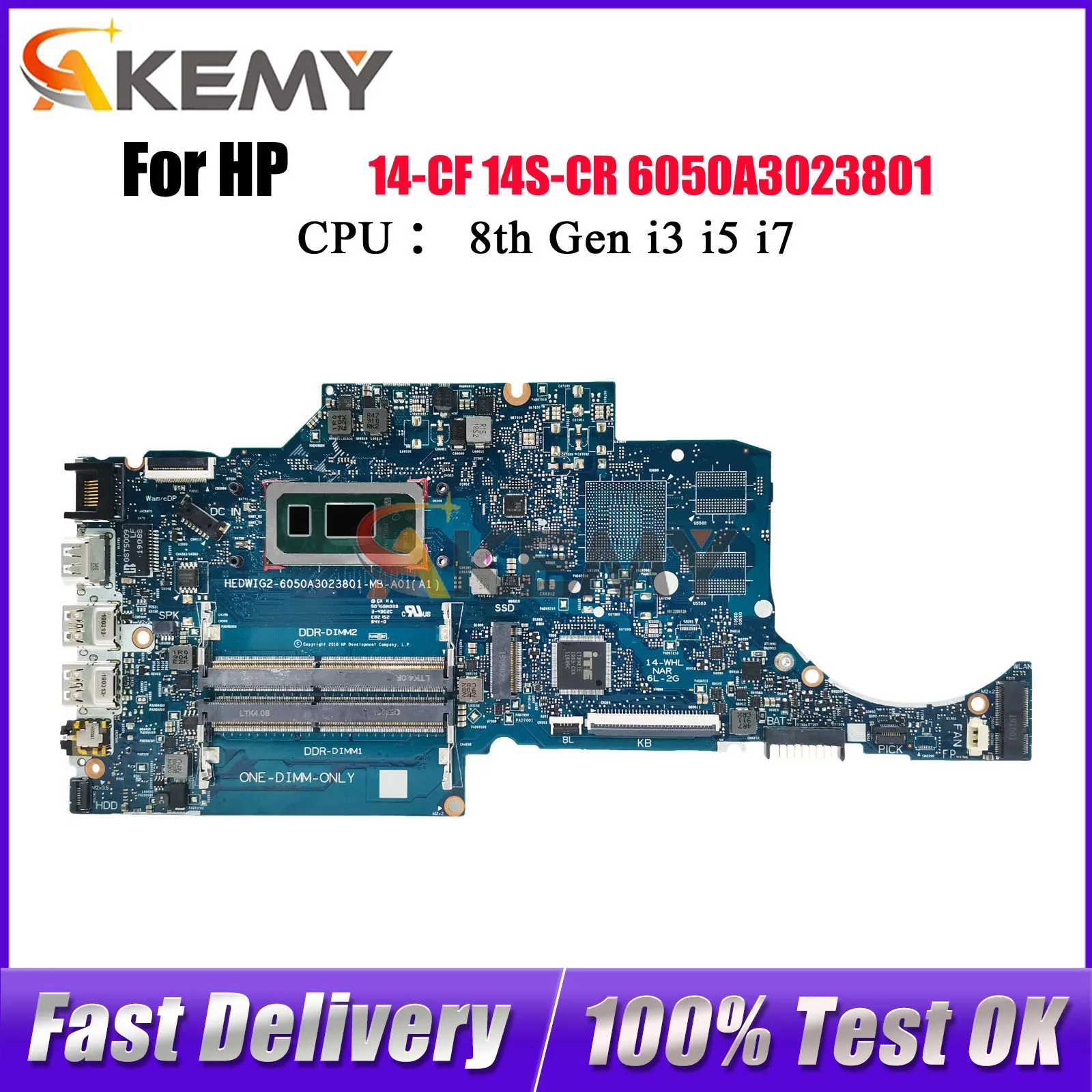 

6050A3023801 с процессором i3 i5 i7 8-го поколения для материнской платы ноутбука HP Pavilion 14-CF 14-CR L38210-601 L38210-001 100% полностью протестировано