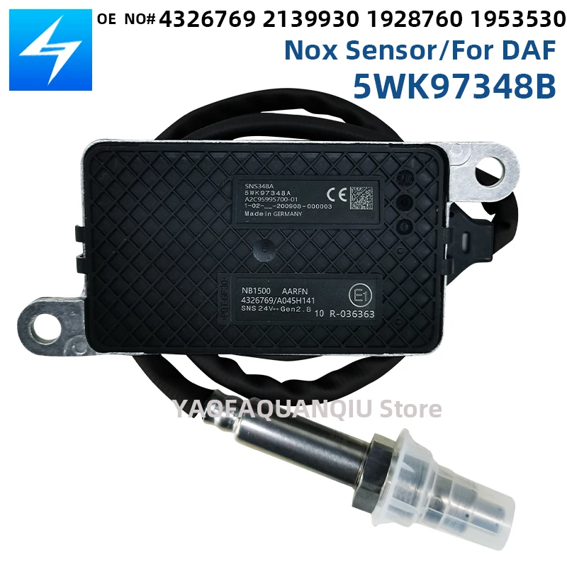 4326769 5WK97348A 2006243 2139930 1928760 1953530 Nox Sensor  Nitrogen Oxide Nox Sensor For DAF For Cummins CF XF F7 Truck 24V