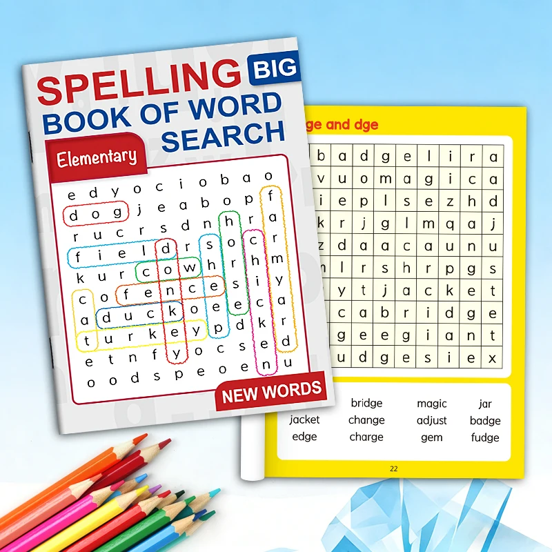 32 Pages Elementary Word Search Workbook Kids Basic English Vocabulary Spelling Learning Guide Practice Book