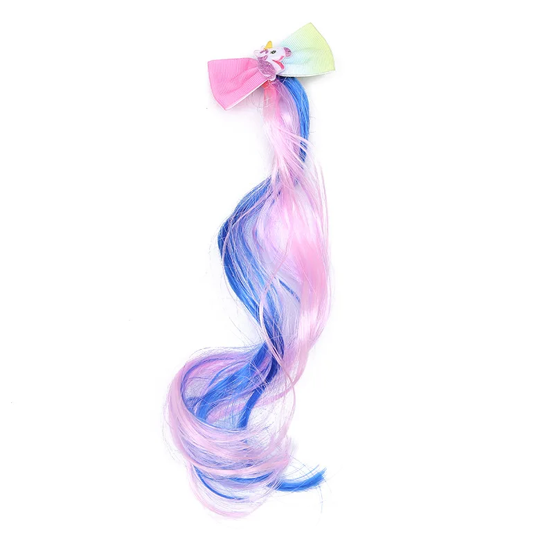 Children Unicorn Colorful Wig Hairpins Hair Accessories Kids Girls Hairclip Fake Hair Twist Braid Headdress Hair Clips Barrettes