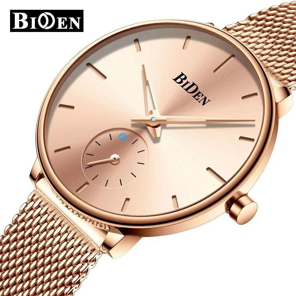 

BIDEN Women Quartz Watch Ultra-thin Mesh Band Ladies Dress Wristwatch Bracelet Waterproof Female Clocks Gifts Relogio Feminino