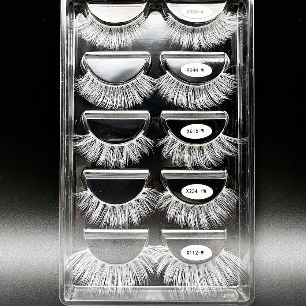 White Eyelashes Faux Mink Dramatic False Lashes 3D Handmade Cosplay Makeup Natural Long Cross Strip False Eye Lashes Wholesale