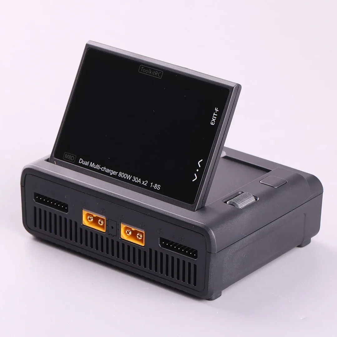 M8D 1600W 50A Touchscreen Dual Channels Charger 3.5'' Flip Screen 65W Fast Charger For 1-8S