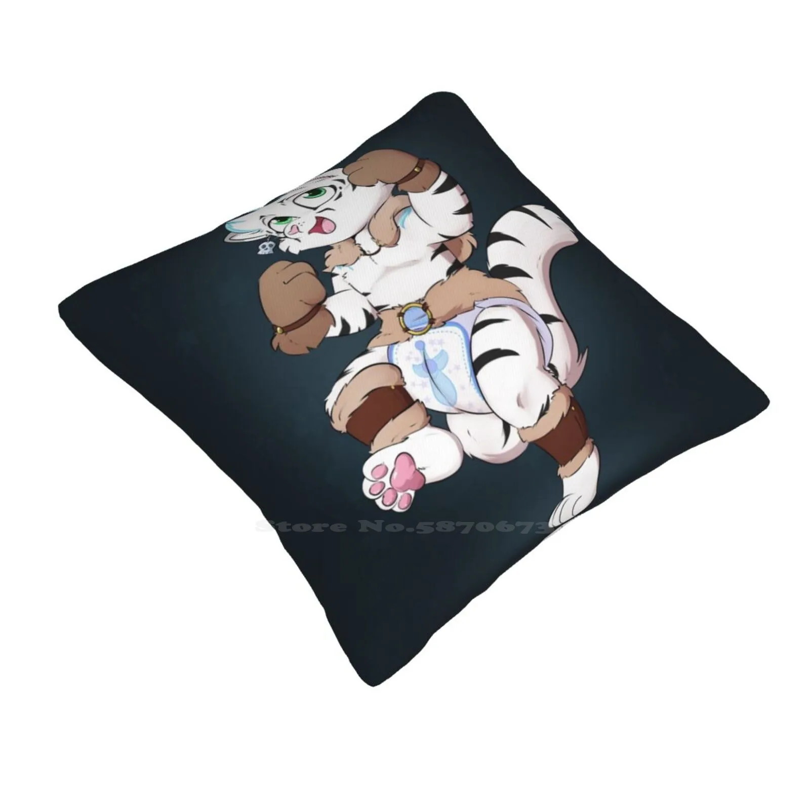 Barbarian Tiger Home Sofa Car Waist Throw Pillowcase White Tiger Cute Abdl D And D Babies Babyfur Barbarian Fighter