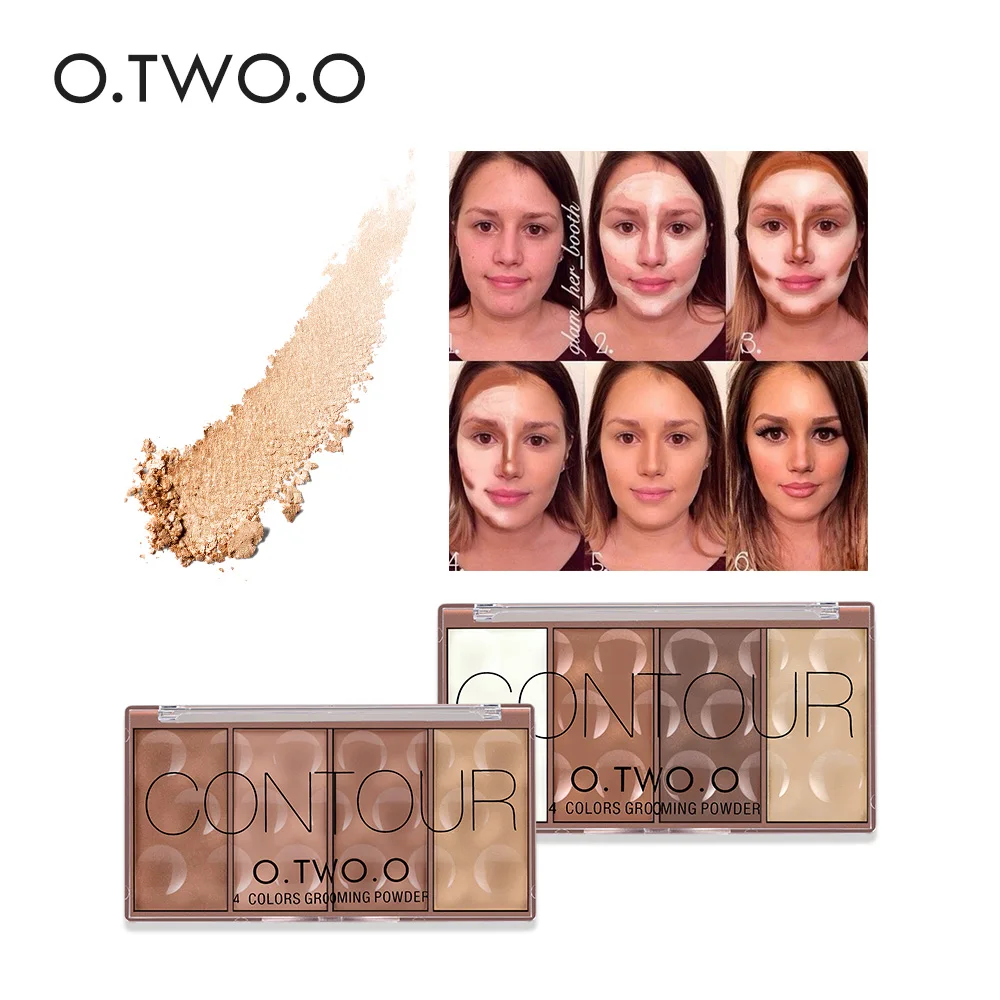 O.tw o.o Contour พาเลท4สี, พาเลทคอนทัวร์ปัดแก้มติดทนนานแป้งคอนทัวร์แต่งหน้าบนใบหน้าเครื่องสำอางบรอนเซอร์