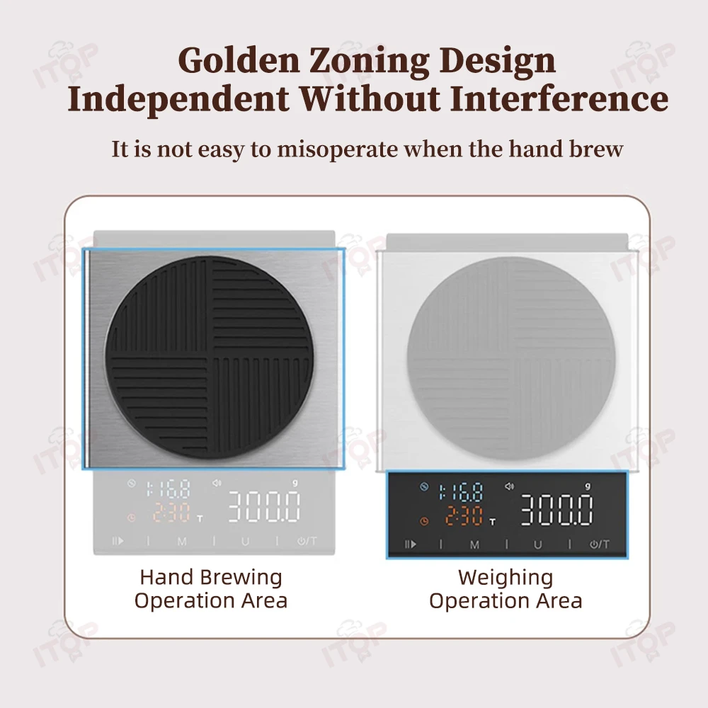 ITOP 2922R مقياس القهوة 0.1 جرام/3 كجم وظيفة توقيت الوزن الدقيق عرض نسبة الغواش توقيت تعبئة المياه التلقائي