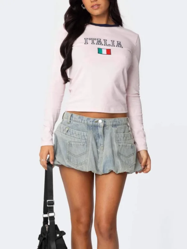 

Американская джинсовая юбка в винтажном стиле с цветочным принтом, высокая талия, хлопковый материал, весна-лето, модная женская юбка