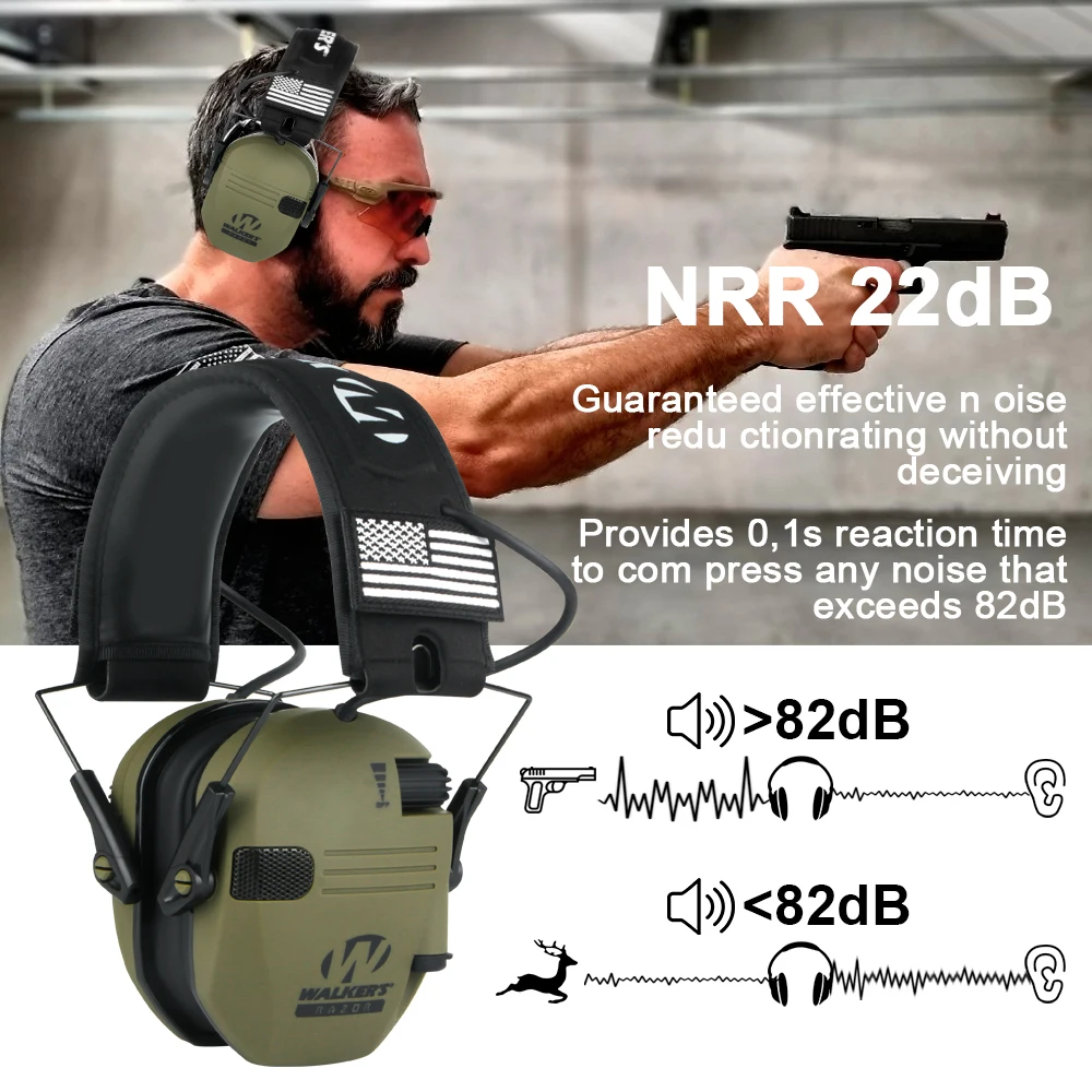 Original Military Tactical Electronic Shooting Earmuffs Outdoor Hunting Sound Pickup Noise Reduction Protection Hearing Headset