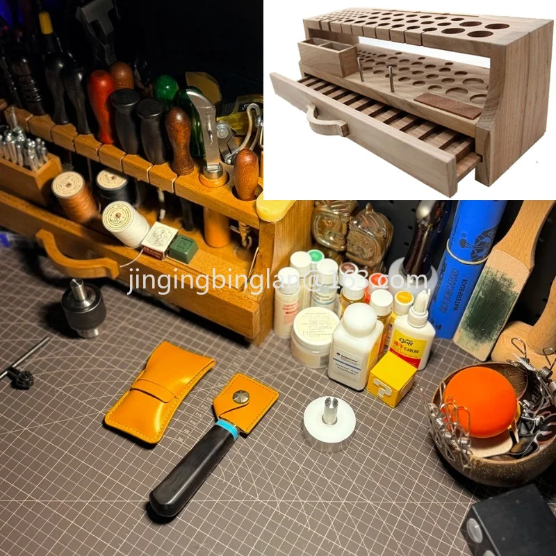 Factory direct sales of elm material manual diy58 hole pay-off pin leather goods printing tool holder storage rack