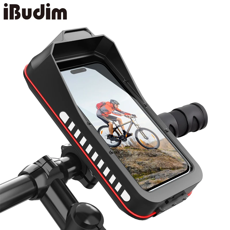 

Bike Phone Holder Waterproof Motorcycle Phone Mount Handlebar 360° Rotate Touch Screen Bicycle Scooter E-bike Cell Phone Holder