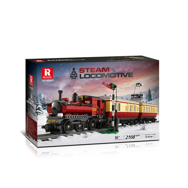 Reobrix 66807 GWR5700 Steam Locomotive Building Blocks Classic Railway Train Model Bricks Toys Adults Birthday Gifts