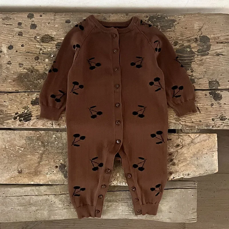 2024 New Autumn Infant Baby Girls Boys Knitted Jumpsuit Long Sleeved Print Toddler Baby Knitted Romper Baby Knitted Clothing