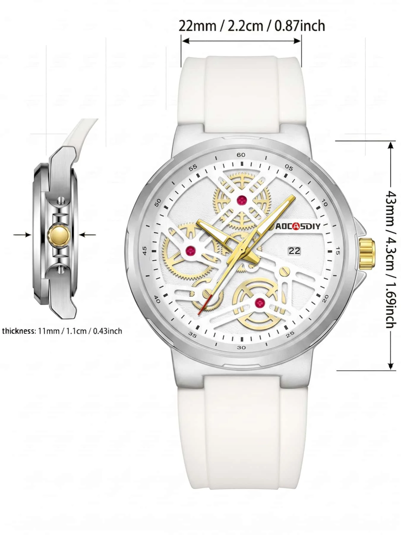 AOCASDIY Men's Hollow Quartz Watch Alloy Case with Date Window Camping Office Unique Dial Holiday Gift for Him