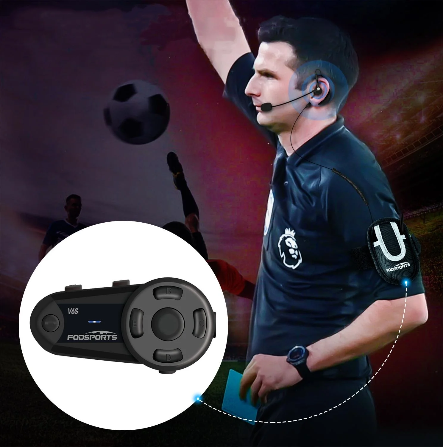 for Fodspords V6S 1000M 6Riders High quality match referee earphones for football and volleyball referee walkie talkies