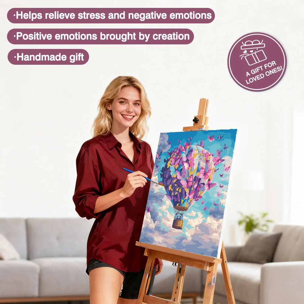 Huacan Hot Air Balloon Oil Painting By Numbers Canvases For Paint Butterfly HandPainted On Canvas Home Decoration ﻿﻿﻿