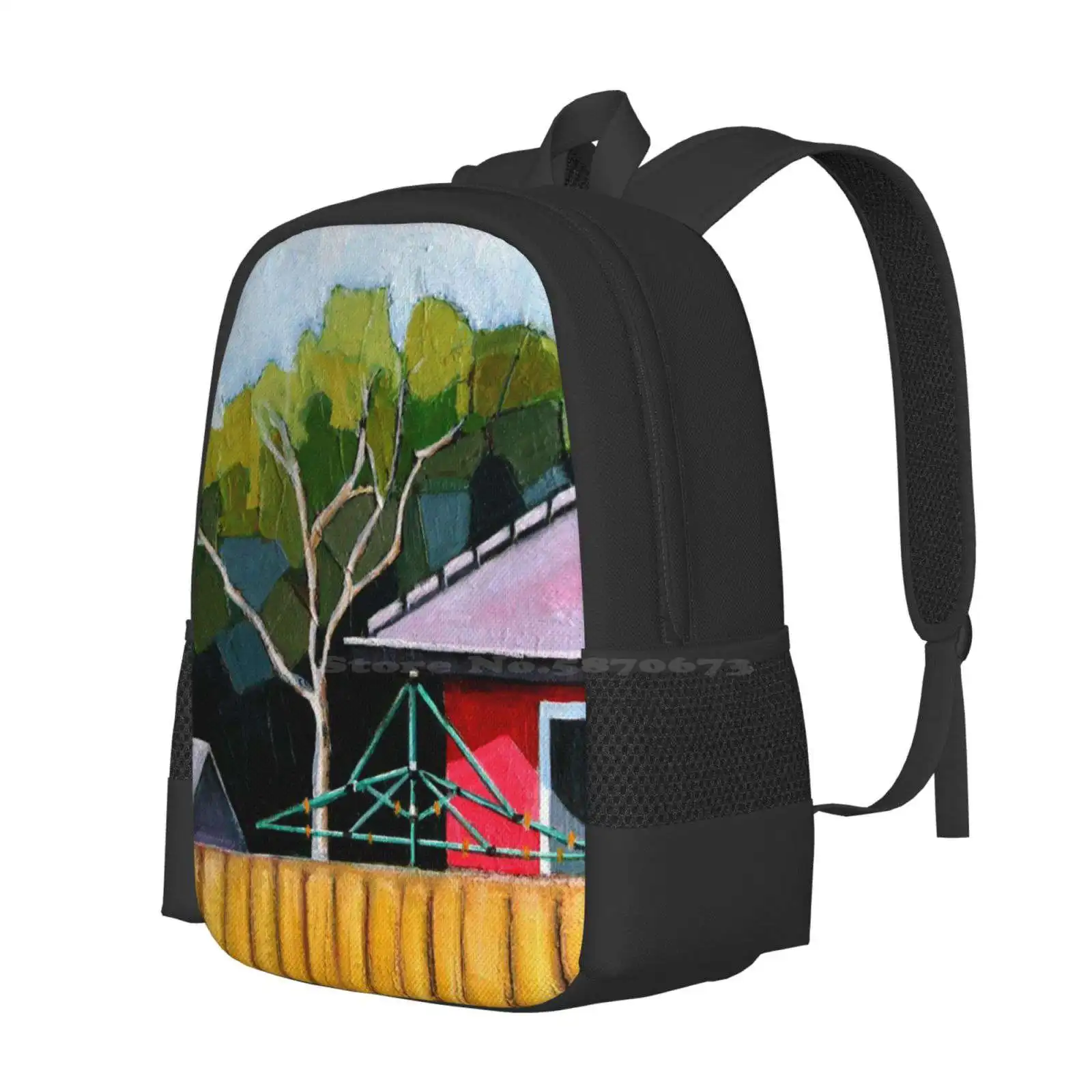 A Little Slice Of Aussie Heaven Hot Sale Schoolbag Backpack Fashion Bags Suburbia House Hills Hoist Streetscape Billynye Oil