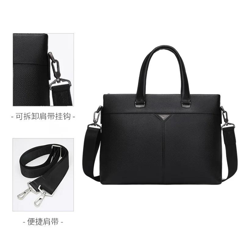 حقيبة ساعي أصلية للرجال حقيبة جلدية ماركة فاخرة طبقة علوية من جلد البقر حقيبة يد رجال الأعمال مقاوم للماء سعة كبيرة