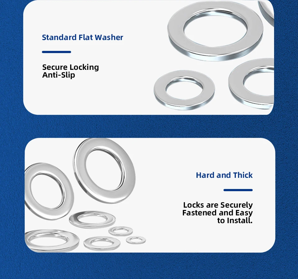 DIN125 Flache Unterlegscheiben 304 316 Edelstahl für Schrauben und Bolzen M2 M2.5 M3 M4 M5 M6 M8 M10 M12 M14 M16 M18 M20 M22 M24 M27 M30 – Detail 10