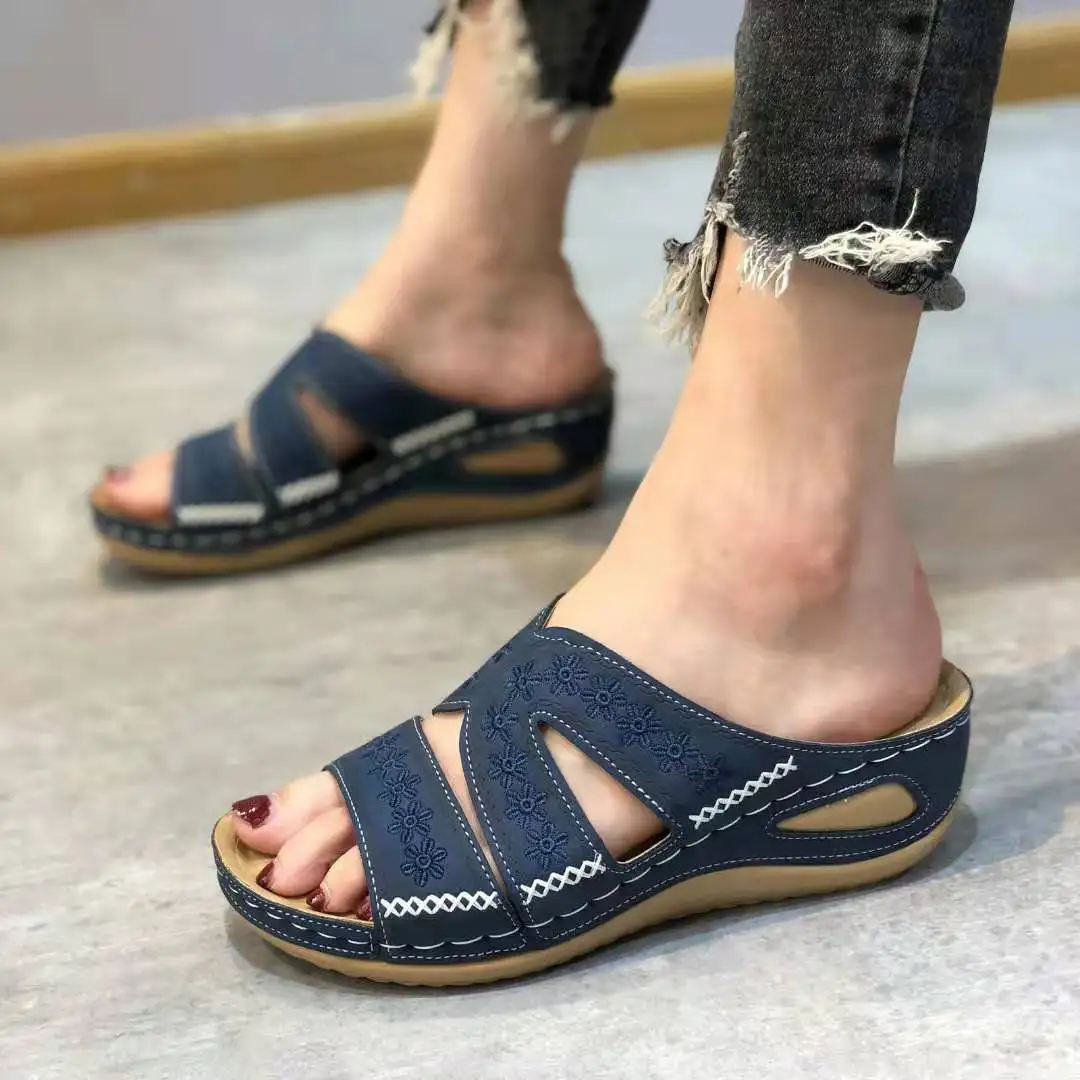 New Women Slippers Wedge Platform Large Size Orthopedics Sandals Walking Open Toe Ladies Casual Beach Shoes Women 2023