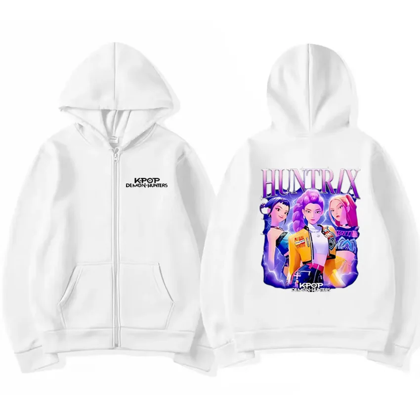 Huntrix Kpop شيطان الصيادين فيلم 2025 الرسومات هوديي الرجال النساء معطف الموضة الصوف الهيب هوب زمم سترة خمر البلوز